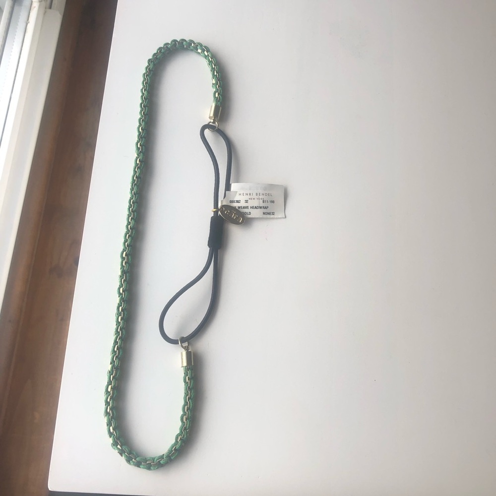 Henri Bendel green/gold box weave headwrap